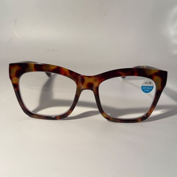 1562 Mona Reading Glasses 1.75 Tortoise Readers Rounded Square Frame NWT - Picture 3 of 9